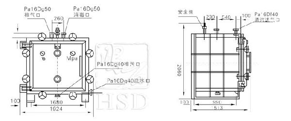 方形靜態(tài)真空干燥機結構示意圖