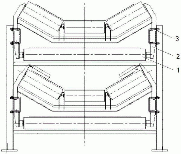 平行下托輥吊耳、下托輥安裝結(jié)構(gòu)及帶式輸送機