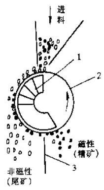 雙輥對置干式磁選機工作原理