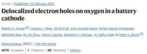 最新Nature Energy：鋰/鈉離子電池過(guò)渡金屬氧化物中氧的離域電子空穴
